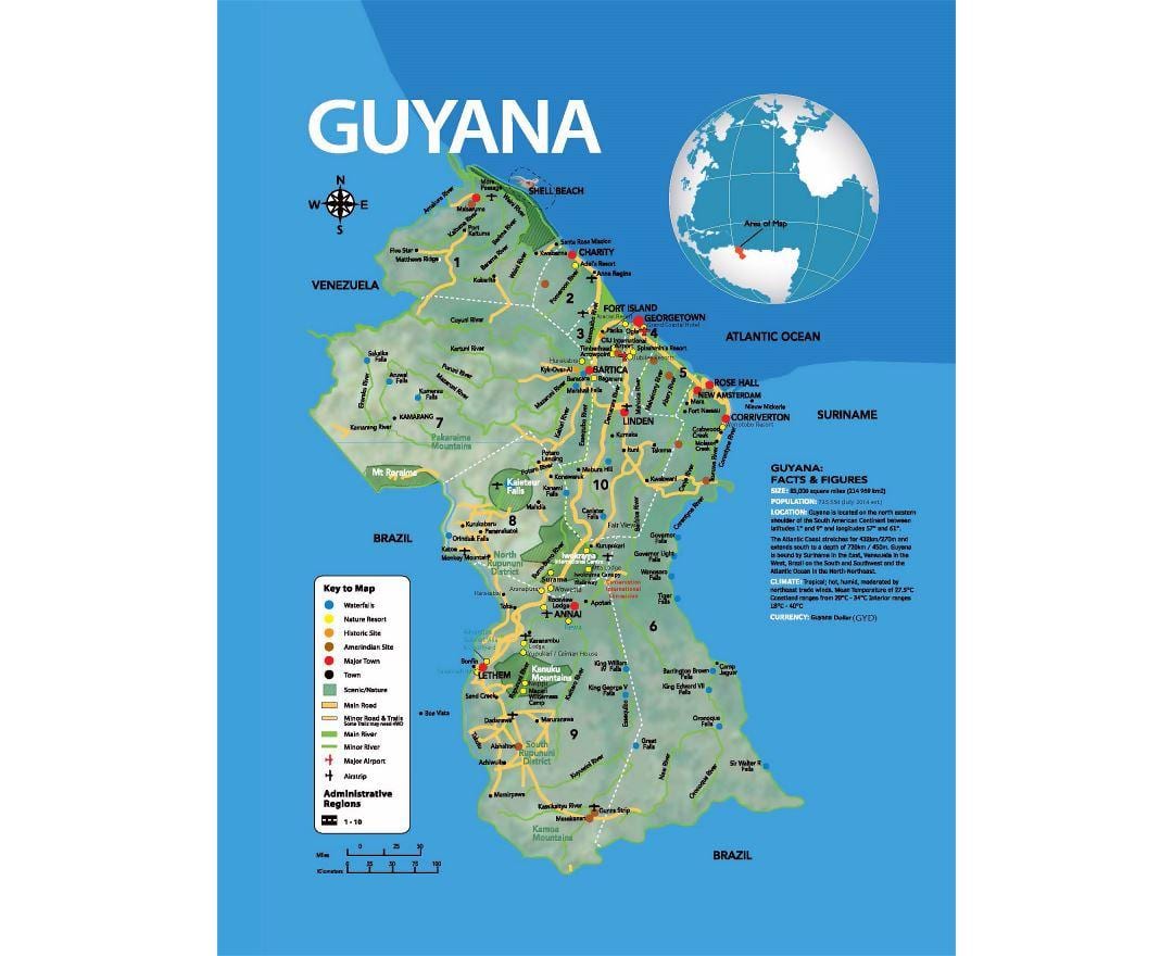 kat jeyografik nan kat jeyografik ki montre ki jan amerendyen yo te vin nan Giyàn