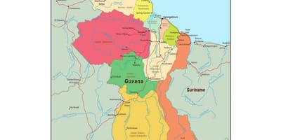 Kat jeyografik nan Giyàn montre 10 rejyon administratif